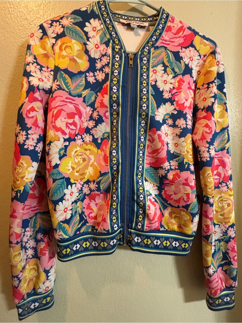 Jealous Tomato Floral Zip-Front Bomber Jacket